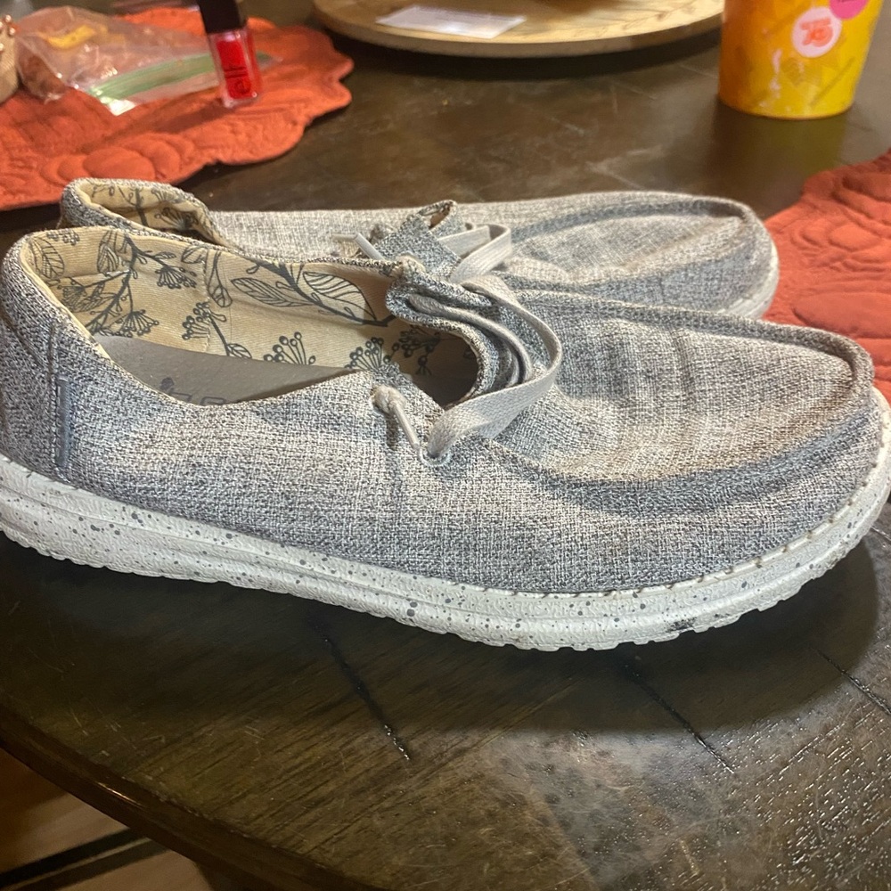 Hey Dude Wendy Linen Slip-On in Tan and Cream